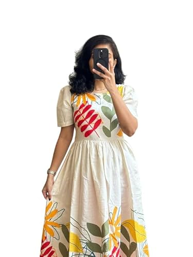 ROYALICA Women's Pure Cotton Maxi Midi Dress Western Dress for Women Elegant Floral Printed Long Dresses | Soft & Breathable Fabric | Casual Trending Dress for Women Clothing Dresses