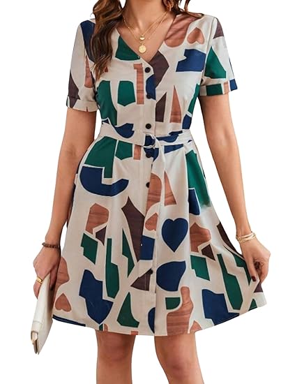 Leriya Fashion Summer Dress for Women | Short One Piece A-Line Midi Dress | Lightweight Vacation Wear & Daily Casual Outfit Clothing Dresses