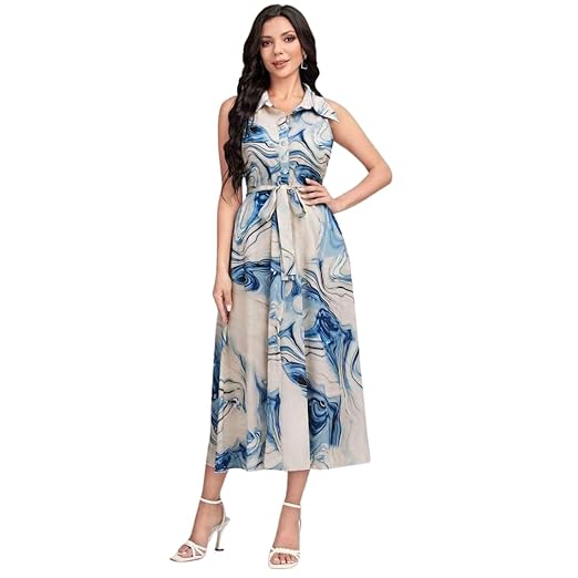 Bollyclues Women's Multicolor Cotton Sleeveless Maxi Dresses |Long Dress for Women| One Piece Western Dress for Women Clothing Dresses