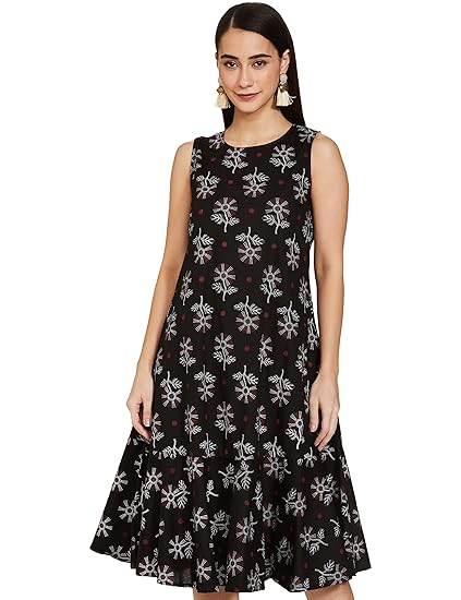 Amazon Brand - Myx Women's Rayon Knee-Length A-Line Dress (Available in Plus Sizes) Clothing Dresses
