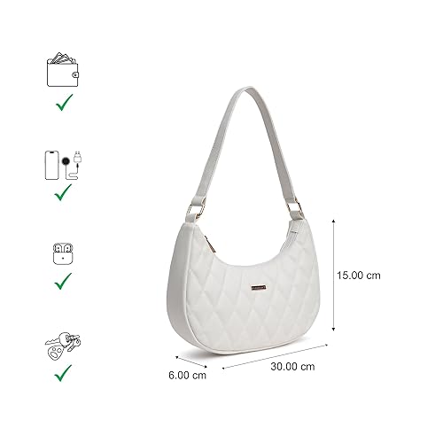 Fastrack Quilted Shoulder Bag for Women, Girls and Ladies | Trendy and Stylish Handbag for Women | Ladies Purse Handbag | Crescent Trendy Shoulder Bag for Girls Accessories Bags