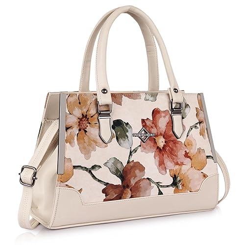 Synthetic Leather Stylish Floral Printed Unique Design Side Shoulder Crossbody Top Handle Handbag For Women Accessories Bags