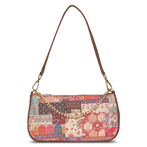 ZOUK Baguette Bag | Crossbody Bags for Women | Women's Handbags | Stylish Sling Bag for Woman | Vegan Leather Evening Bag | Travel & Office Use | Purse and Wallet | Kutch Gamthi Print Accessories Bags