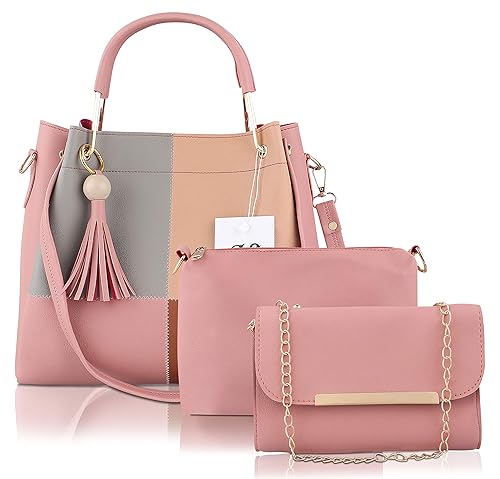 Like Style Women's Shoulder Bag (Set of 3, Pink) Accessories Bags