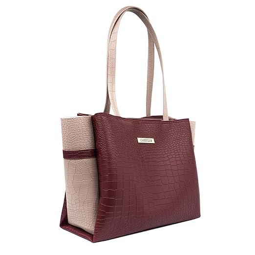 Carrylux Dual Tone Large Capacity Croco Pattern Tote Handbags Purses Shoulder Bag For Womens Accessories Bags