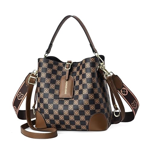 PALAY Cross Body Bag Purses For Women - Pu Leather Crossbody Bucket Bag With Two Adjustable Shoulder Strap, dark brown Accessories Bags
