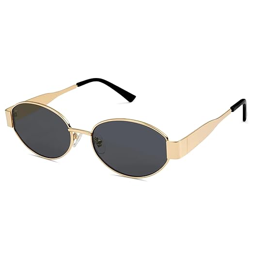 Dervin Fashionable Retro Oval Sunglasses for Women & Men | Trendy, Stylish & Classic 90s-Inspired Design | UV400 Protection & Durable Metal Frame Accessories Sunglasses