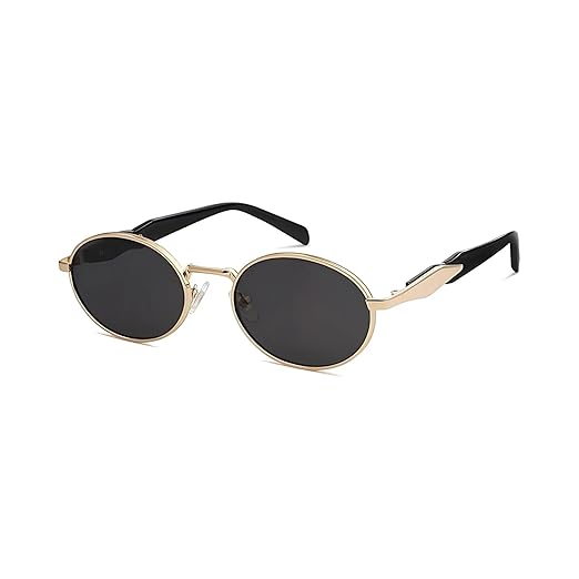 4Flaunt essntl Series Retro Oval Ellipse Sunglasses for Men & Women | UV400 Protection | Durable, Stylish & Trending Shades | Stainless Steel Metal Frame Accessories Sunglasses