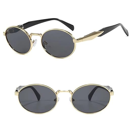 Dervin Retro Oval Sunglasses for Men & Women | Metal Frame | UV400 Protection | Durable, Stylish & Trending Shades Accessories Sunglasses