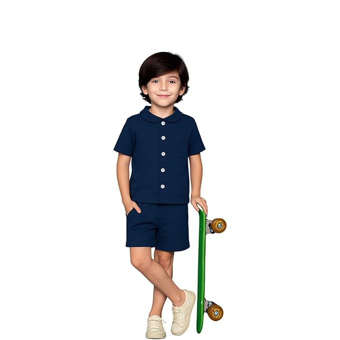 LUAY Comfort-Fit Boys' Shirt and Shorts Set | Soft Cotton, Half Sleeve, Trendy Summer Outfit for Toddlers & Preshooler