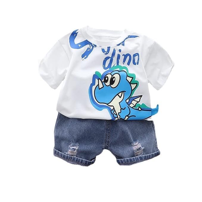 Googo Gaaga Baby Boys Cotton Dino Printed T-Shirt With Shorts Sets Of Clothing Sets Clothing Shirts