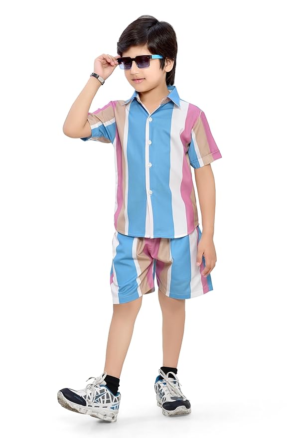Boys Clothing Set | Stylish Kids Co-ord Set for Boys | Cotton Shirt & Shorts Combo | Kids Dress Boy | Casual Kids Clothes for Boys | Summer Kids Wear & Casual Outfit 2-15Y