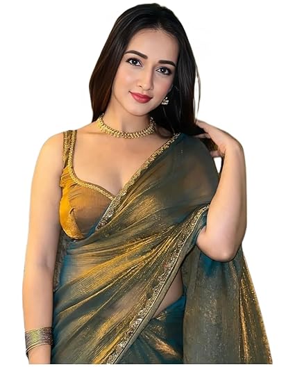 Sidhidata Women's Soft Fandy Silk Saree With Hand Work Lace Boarder & Comes With Unstitched Blouse Piece (Chhaava) Clothing Sarees