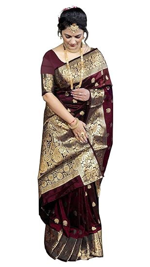 Sugathari Women's Banarasi Saree Pure Kanjivaram Silk Saree Soft new ladies 2025 Design Wear Pattu Sarees Latest Sadi Party Sari collections With Blouse Piece (San Pari-226) Clothing Sarees