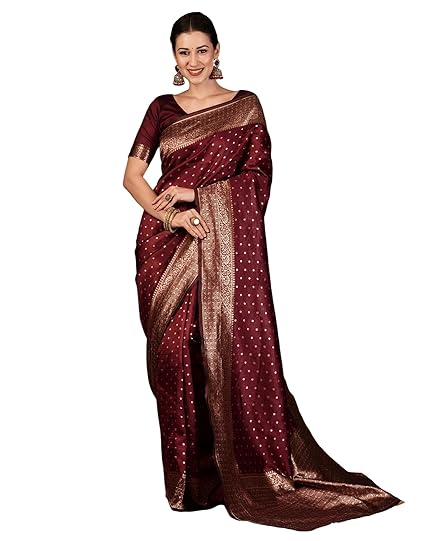 SIRIL Women's Banarasi Soft Silk Saree Pure Silk with Unstitched Blouse Piece Clothing Sarees