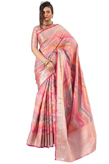 SWORNOF Womens Kanjivaram Banarasi Silk Saree Patola saree with Unstitched blouse piece Clothing Sarees