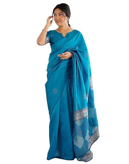 SIRIL Women's Banarasi Soft Silk Saree with Unstitched Blouse Piece Clothing Sarees