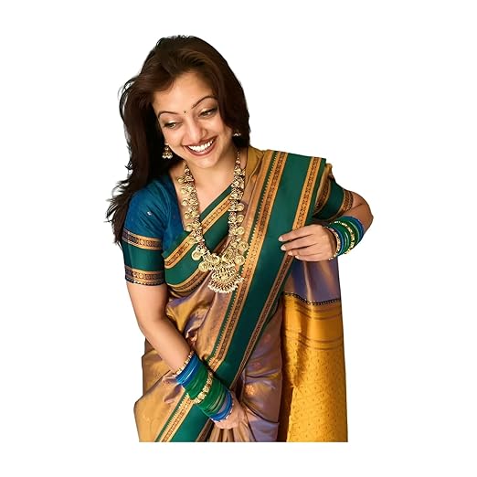 Womens New Latest Bollywood Style Kanjivaram Soft Silk Narayan Paithani Pure Zari Woven Saree with Blouse | Saree For Women (Manasi Naik) Clothing Sarees