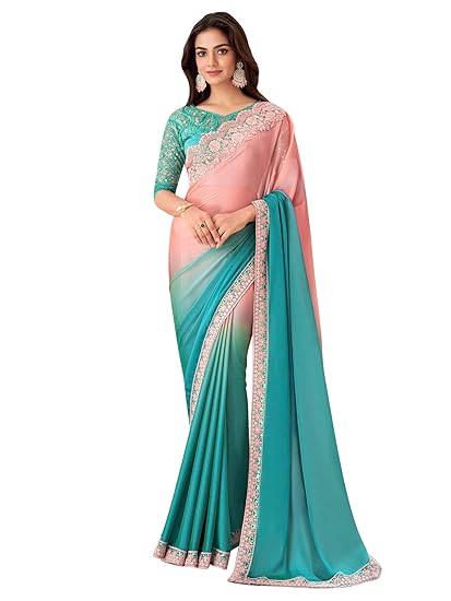 AKHILAM Women's Pure Chiffon Embellished Saree With Unstitched Blouse (SNDLWOD1301_TFH_Parent) Clothing Sarees