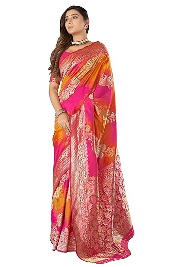 MANOHARI Most Trendy Woven Banarasi Silk Design Jacquard Saree with Blouse Piece Clothing Sarees