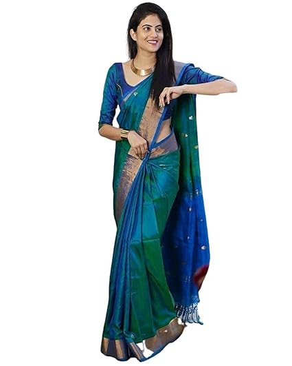 SGF11- Women's Kanjivaram Woven Soft Silk Saree With Blouse Piece Clothing Sarees