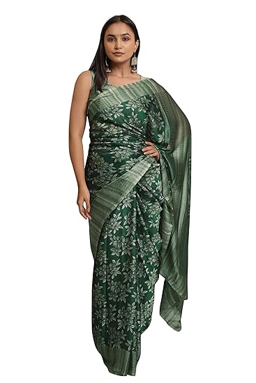 MIRCHI FASHION Women's Chiffon Floral Printed Saree with Blouse Piece Clothing Sarees