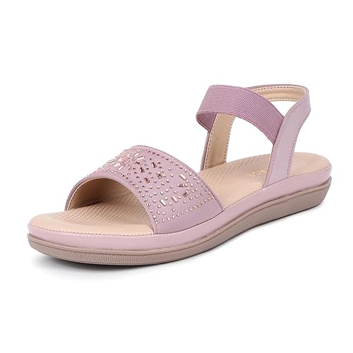 TRASE Women’s Stylish Sandals - Comfortable Embellished Flats With Backstrap - Lightweight Daily Use Footwear - Casual Flat Sandals For Women And Girls Footwear Sandals