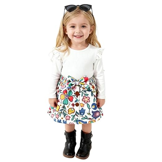 A.T.U.N. (ALL THINGS UBER NICE) Stylish Winter-Ready Girls Dress | Round Neck with Long Sleeve and Bow Detail | Warm & Trendy Outfit Clothing Dresses
