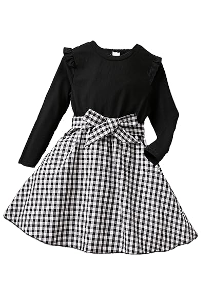 TAGAS Baby-Girl's Rib A-Line Knee-Length Dress Clothing Dresses