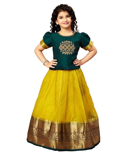 White Button New latest Girl's Tissue checks readymade Lehenga choli for girls dress Clothing Dresses