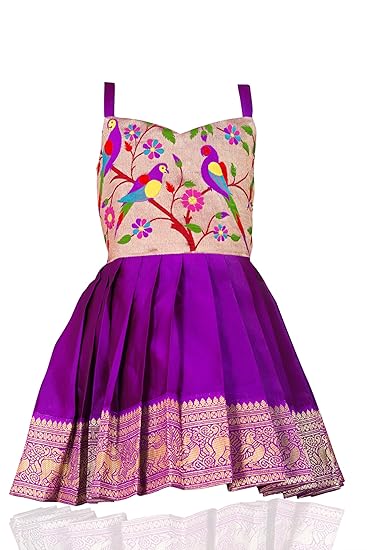 South Indian Traditional Pattu Pavadai Tapeta Silk Frock Dress for Baby Girls Clothing Dresses