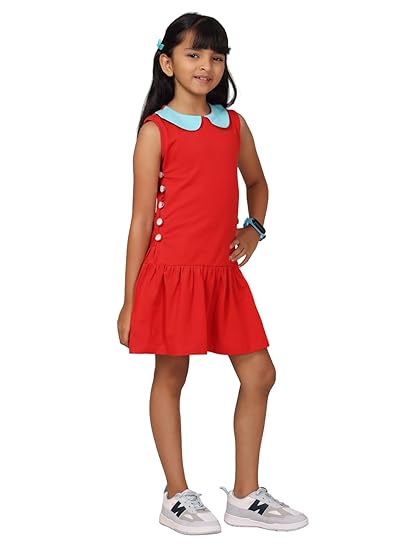 Pilolo Kids Soft Cotton Pocket Dress for Girls Clothing Dresses