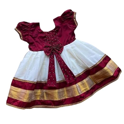 Angel f Studio Baby-Girl's Cotton Silk Fit and Flare Midi pattu Pavadai for Kids Clothing Dresses