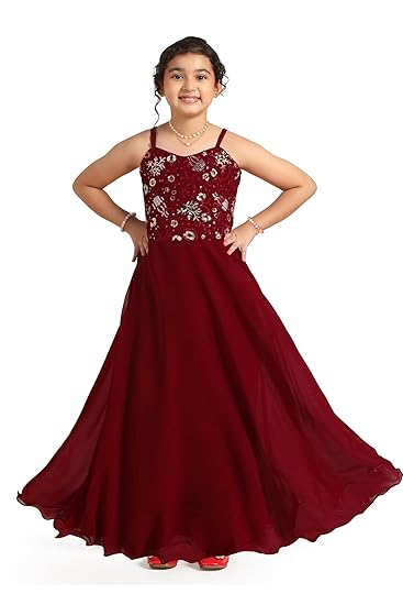 Fashion Dream Girls Embroidered Maxi Dress|Ethnic Dress