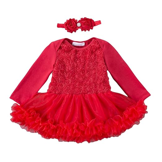 Hopscotch Baby Girls Mini Length Party Dresses In Red Color For Ages (3-6 Months) Clothing Dresses