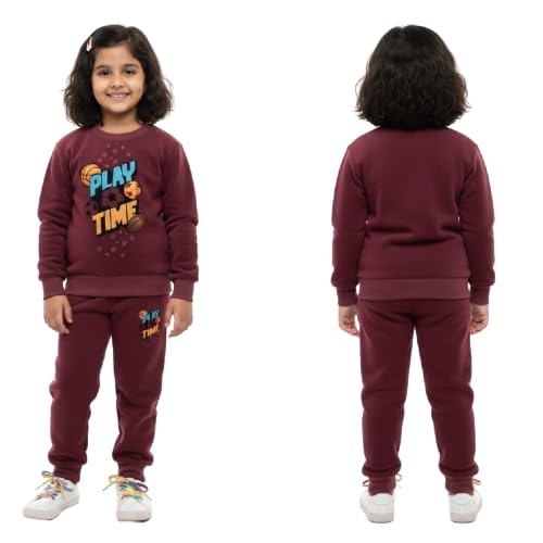 Girls Kid's Regular Cotton Full Sleeves Play Time Printed Sweatshirt | Kids Velvet Dress for Girls | Round Neck Full Sleeve T-shirt & Pyjama Set | Winter Wear for Kids Clothing Dresses