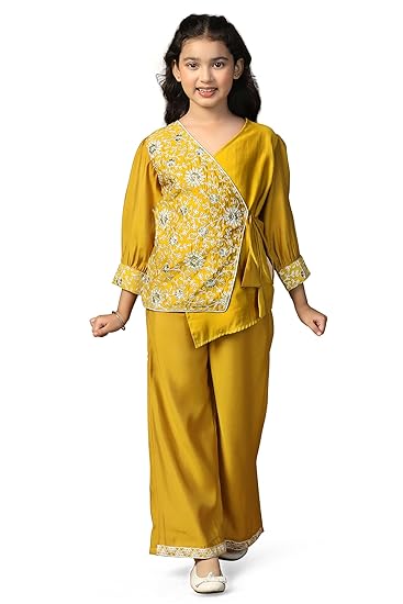 Fashion Dream Girl's Chanderi Silk Embroidered Salwar Suit Set|Kids Salwar Suit Set|Ethnic Wear for Kids Girls|Suit for Girls