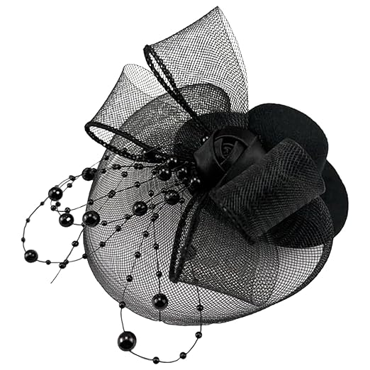 Fascinator Hats for Women, Elegant Black Small Hat for Weddings, Cocktail Parties, Tea Events, Fashion Accessories for Women 18-60 Accessories Hats