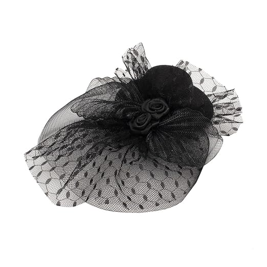 Radhu & Kabby Fascinator Hat with Hexagonal Mesh Veil Bow and Roses | Two Alligator Clips for Grip | Hair Accessory for Weddings, Outings and Special Events Accessories Hats
