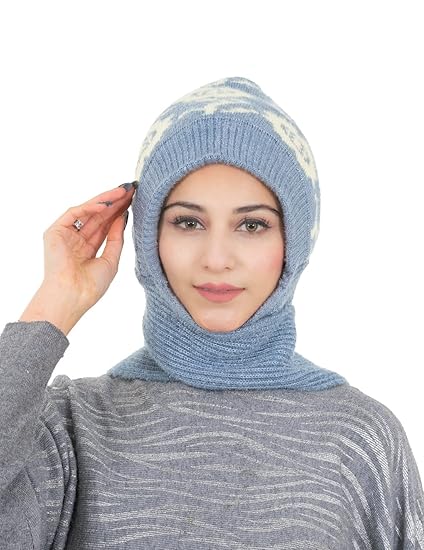 AMOLDO Women's Soft Knitted Winter Warm Woolen Cap with Woolen Lovely Muffler|Fur Cap with Muffler Accessories Hats