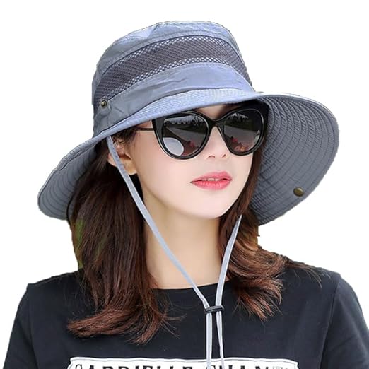 Alexvyan Round Crown Hat Sun Visor Hats for Women UV Protection Wide Brim Summer Cap for Girls Hat UV Protection Breathable Casual Beach Hat, Safari Hat Sun Protection Cap for Women Girl Men Accessories Hats