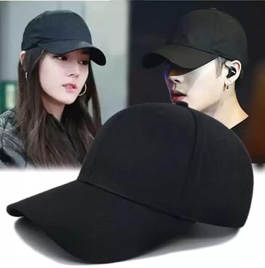 SELLORIA Acrylic Brand A- Adjustable Black Plain Cap Unisex Quick Drying Sun Hat For Summer Activities Sports Baseball Hat For Men Pack Of 1 Free Size Accessories Hats