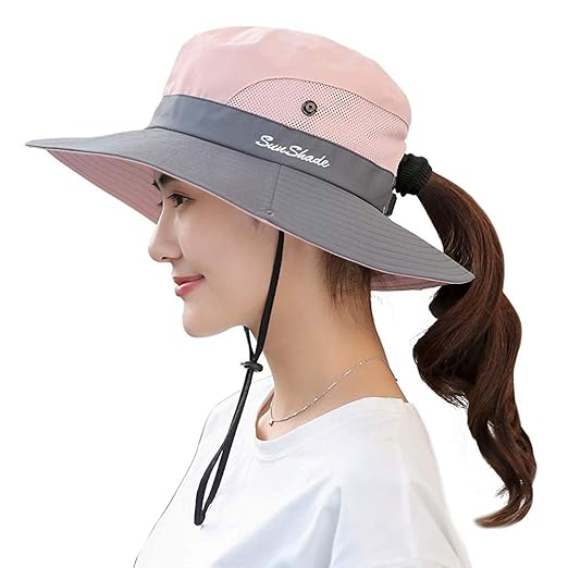PALAY Hat for Women Stylish Wide Brim Sun Hats for Women Summer Beach Hat with Ponytail Hole UPF 50+ UV Protection Mesh Bucket Hats Packable Travel Cap for Beach, Boating, Fishing, Outdoor Accessories Hats