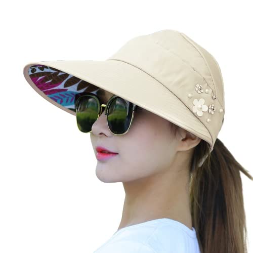 Alexvyan Sun Visor Hats for Women UV Protection Wide Brim Summer Cap for Girls Hat UV Protection Breathable Casual Beach Hat, Sun Protection Cap for Women-24 Accessories Hats