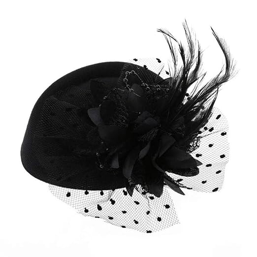 Fascinator Hats for Women, Stylish Black Hat for Weddings, Cocktail Parties, and Important Events, Elegant Retro Accessories for Women Accessories Hats
