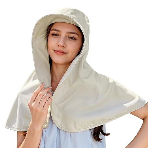 SANNIDHI® Women's Sun Hat UPF 50+ Ultra Wide Brim Sun Hat with 360° Coverage Neck Flap Breathable Cotton Shawl for Women for Beach,Outdoor Work,Walking Travel Accessories Hats