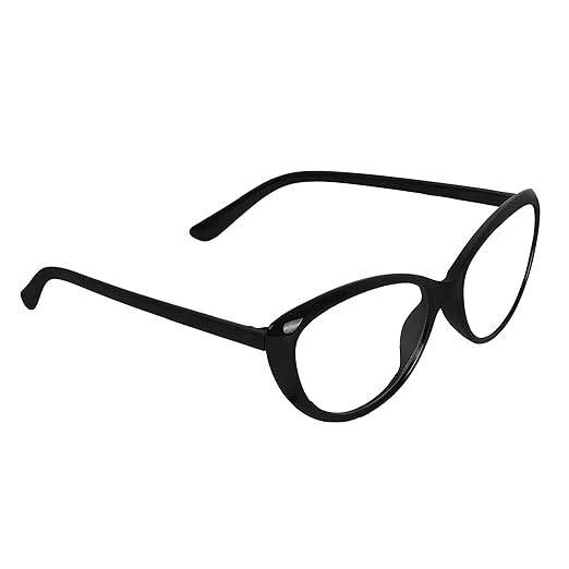 Dervin Black Frame White Lens Cat Eye Sunglasses/Frame for Women And Girls (Transparent Lens)-Pack of 1