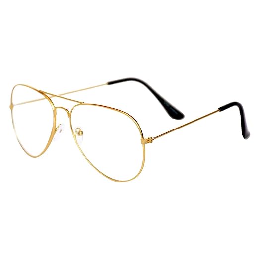ARZONAI Stylum Aviator Shape Golden-Transparent UV Protection Sunglasses | Frame For Men & Women [MA-095-S2 ] Accessories Sunglasses