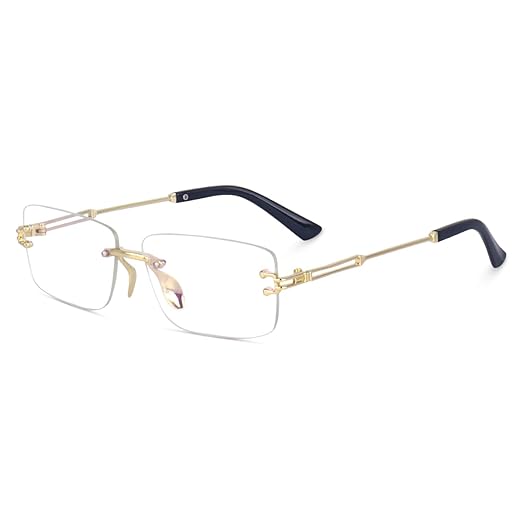 Dervin UV Protected Retro Rectangular Rimless Sunglasses for Men and Women Accessories Sunglasses