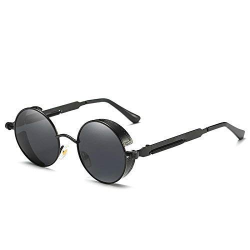 ARZONAI Unisex Adult Round UV Protected Sunglasses (Black Frame, Black Lens) (Medium)-Pack Of 1 Accessories Sunglasses